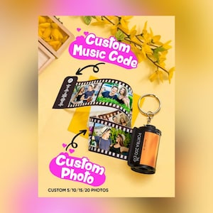 Custom Photo Film Roll Keychain: Personalized Music Code Gift