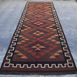 Vintage Afghan Kilim Rug Runner 5x14: Handmade Wool Entryway Rug