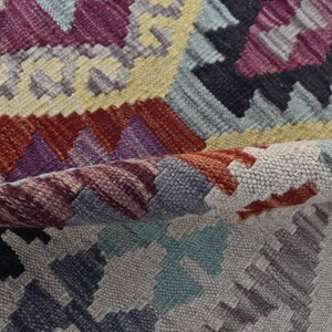 Handmade Afghan Kilim Rug 7x10 ft: Tribal Vintage Boho Geometric Wool Carpet image 9