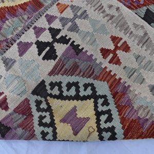 Handmade Afghan Kilim Rug 7x10 ft: Tribal Vintage Boho Geometric Wool Carpet image 10