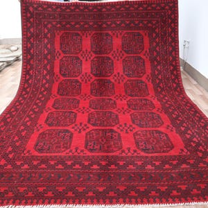 Roter Ersari Vintage Teppich, 200x300, Afghanischer Antik Teppich, Berber Teppich, Kelim Teppich, Kelim Teppich, Kelimteppich, Turkmenischer Stil