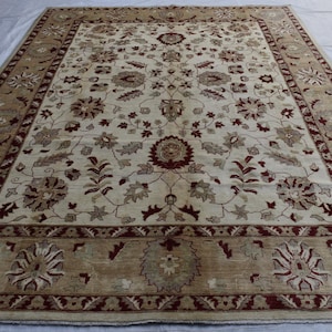 Handmade 9x12 (275x365 cm) Beige Persian Style Bidjar Area Rug, Large Afghan Hand Knotted Wool Oriental Rug, Dining Table Rug, Bedroom rug