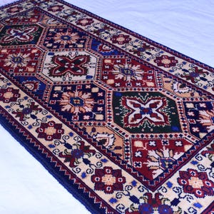 2&quot;1x4&quot;5 ft Afghan Bukhara Rug 62x133 cm Stunning Runner Rug , Turkmen Oriental Rug , Hallway Runner Kitchen Runner , Office Runner, Soft Rug