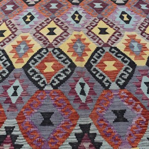 Handmade Afghan Kilim Rug 7x10 ft: Tribal Vintage Boho Geometric Wool Carpet image 6
