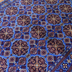 Tappeto in lana annodato a mano blu 200 x 300 cm, tappeto tribale turkmeno, tappeto orientale afgano Bukhara, tappeti per soggiorno, tappeto per camera da letto