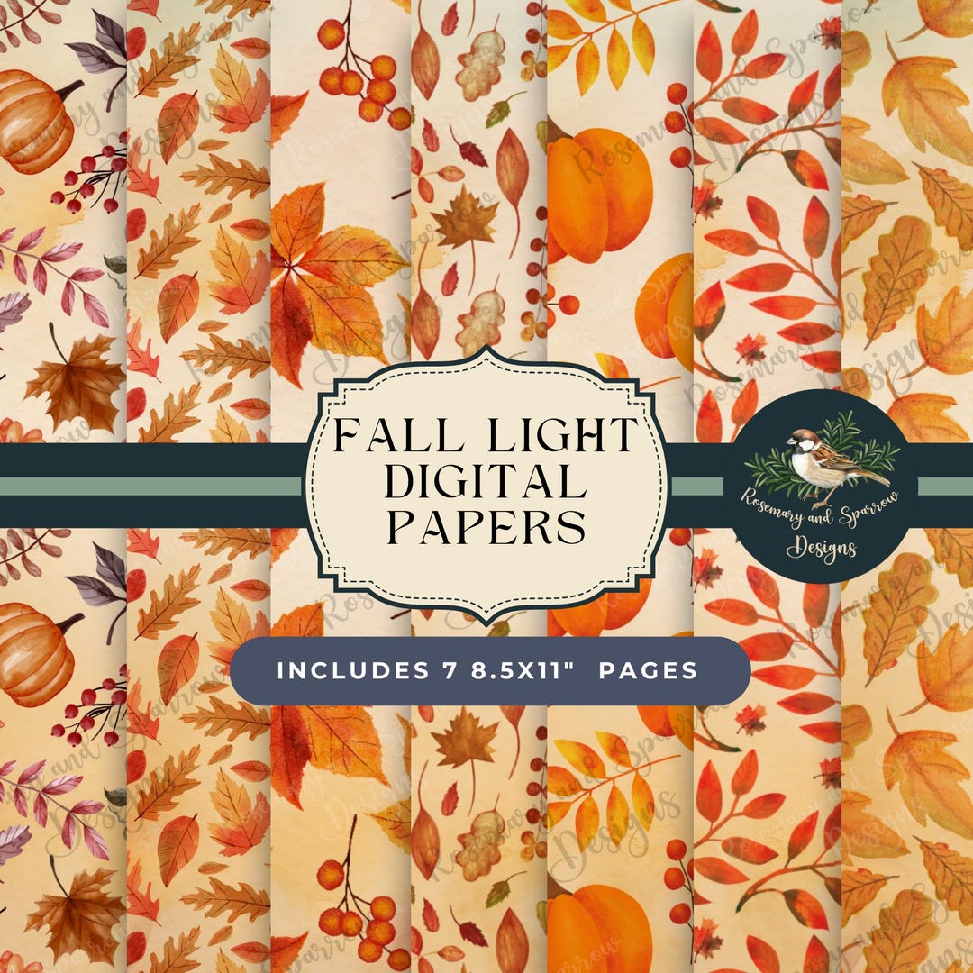 Fall Color Copy Paper Fall Light Digital Papers | 7 Watercolor Printable Digital Download ...
