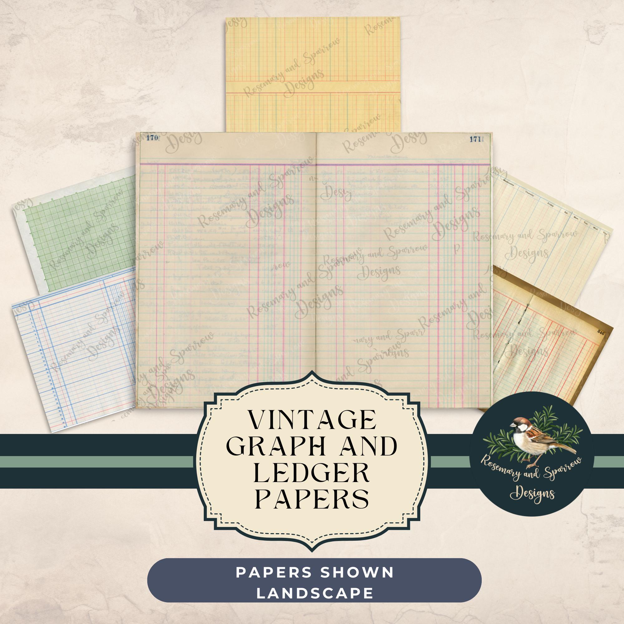 Vintage Graph and Ledger Papers | 6 Texture Printable Digital Downloads ...