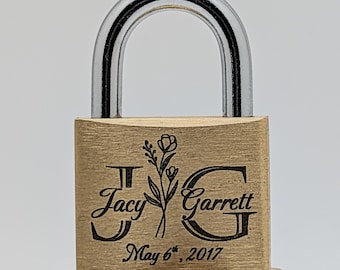 Engraved Brass Love Lock | Personalized Anniversary Bridge Lock Gift