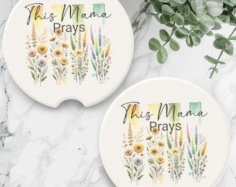 Car Coaster Set of 2 Car Cup Holder Coasters Car Accessories Floral Car Coaster Car Décor Religious Gift for Women Cup Holder Coaster