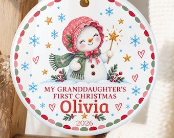 Granddaughter’s First Christmas Ornament, Girls First Xmas Ornament with Baby Name, Personalized Baby Girl Keepsake Ornament 2026