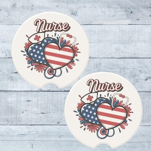 Cute Car Accessories for Nurse Set of 2 Car Coasters New Car Gift for Her Car Gifts for Women Nurse Graduation Gift Car Cup Holder Insert