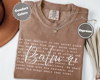 Comfort Colors Bible Verse Shirt, Cute Christian Shirt for Women, Christian Scripture Shirt, Christian Merch, Jesus Shirt, Psalm 91 Shirt