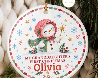 Granddaughter’s First Christmas Ornament, Girls First Xmas Ornament with Baby Name, Personalized Baby Girl Keepsake Ornament 2026