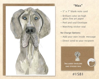 Great Dane Note Card Watercolor Dog Card Painted Dog Card Cute Animal Card Customizable Blank Note Card Art Card Greeting Card