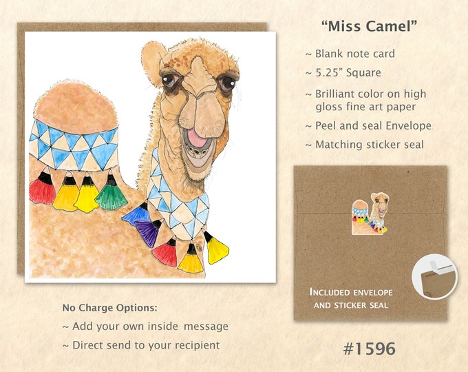 Camel Note Card Miss Camel Card Cute Animal Card Customizable Blank Note Card Watercolor Art Card Greeting Card