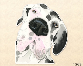 Great Dane Dog Sticker Water Bottle Sticker Scrapbook Sticker Laptop Decal Watercolor Art Sticker