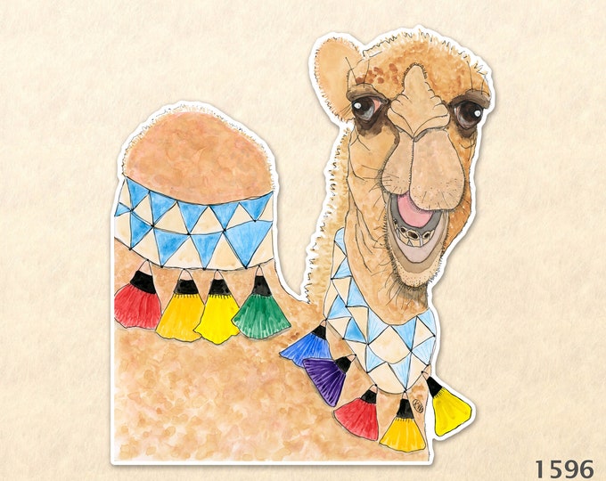 Camel Sticker Miss Camel Sticker Water Bottle Sticker Scrapbook Sticker Laptop Decal Watercolor Art Sticker