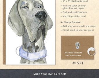 Great Dane Note Card Dog Card Cute Animal Card Customizable Blank Note Card Watercolor Art Card Greeting Card