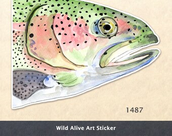 Rainbow Trout Sticker Animal Sticker Fish Sticker Water Bottle Sticker Scrapbook Sticker Macbook Decal Watercolor Art