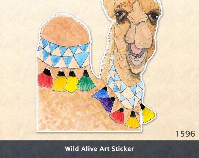 Camel Sticker Miss Camel Sticker Water Bottle Sticker Scrapbook Sticker Laptop Decal Watercolor Art Sticker