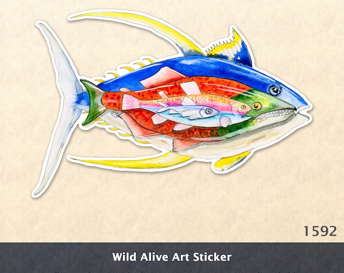 Nested Fish Sticker Colorful Fish Sticker Tropical Fish Sticker Water Bottle Sticker Scrapbook Sticker Laptop Decal Watercolor Art Sticker