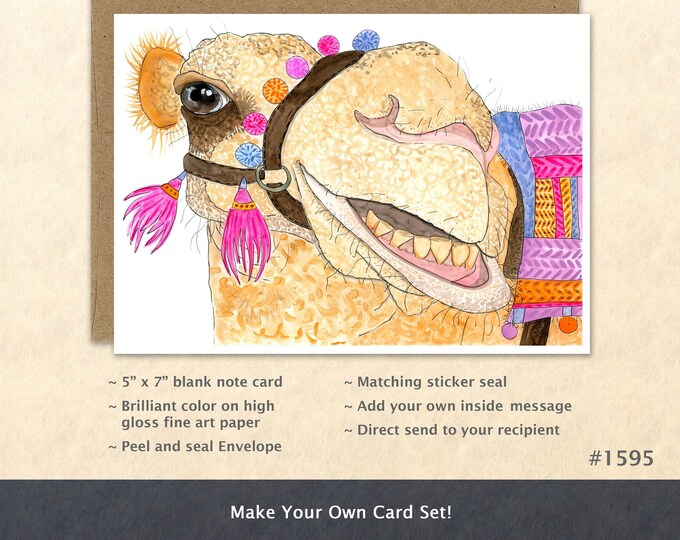Camel Note Card Arabian Camel Card Cute Animal Card Customizable Blank Note Card Watercolor Art Card Greeting Card