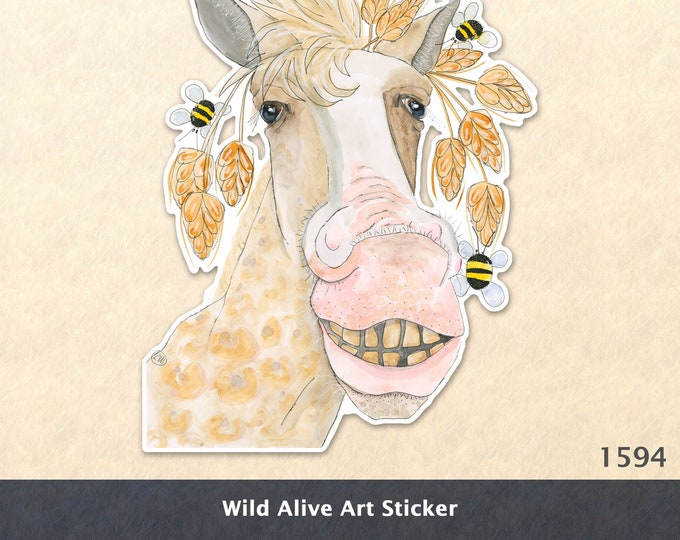 Silly Horse Sticker Goofy Horse Sticker Farm Animal Sticker Water Bottle Sticker Scrapbook Sticker Laptop Decal Watercolor Art Sticker