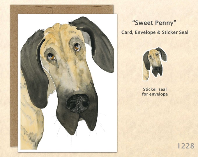 Great Dane Note Card German Mastiff Dog Card Customizable Blank Card Watercolor Art Card Blank Note Card