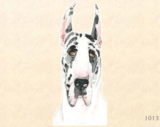 Great Dane Sticker Dog Sticker Watercolor Art Water Bottle Sticker Scrapbook Sticker Macbook Pro  iPhone Decal