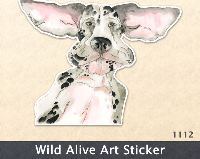 Floppy Eared Great Dane Sticker Cute Dog Sticker Watercolor Art Water Bottle Sticker Scrapbook Sticker Macbook Decal