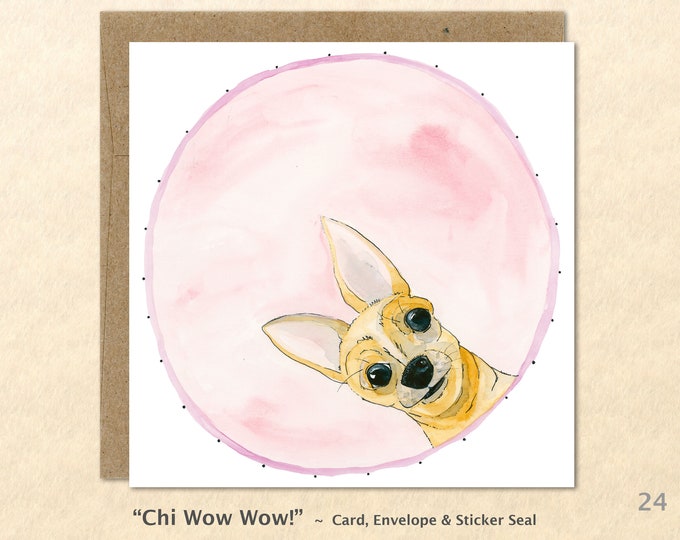 Chihuahua Note Card Cute Dog Card Customizable Blank Note Card Watercolor Art Greeting Card