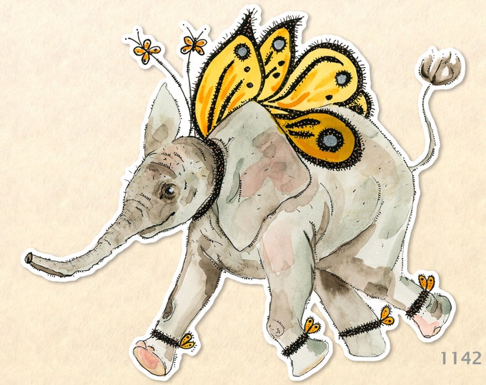 Elephant Calf Dressed as a Fairy for Halloween Sticker