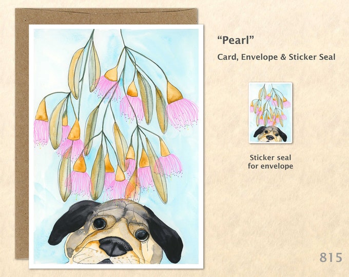 Dog and Flowers Card Cute Dog Card Fun Dog Card Floral Card Flower Card Customizable Blank Note Card Watercolor Art Card Greeting Card