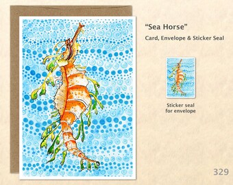 Sea Horse Note Card Beach Card Nautical Card Customizable Blank Note Card Watercolor Art Card Greeting Card