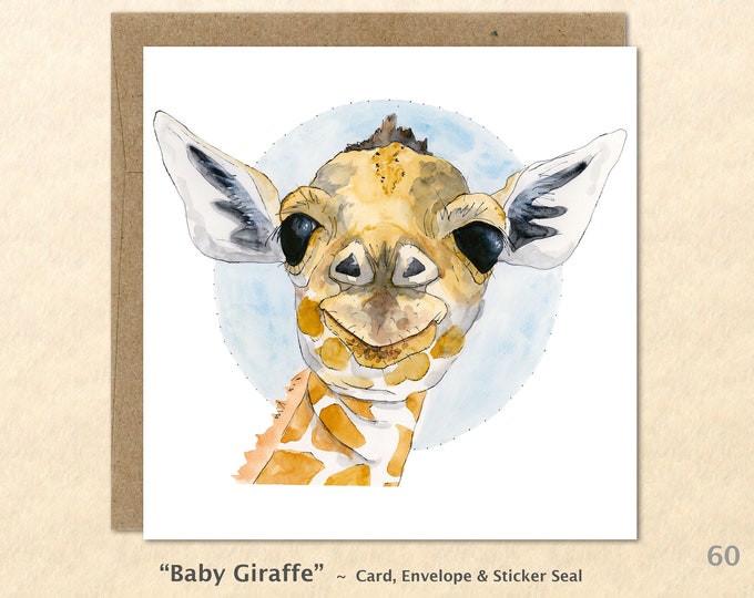 Baby Giraffe Note Card Baby Animal Card Giraffe Card Cute Animal Card Baby Gift Blank Note Card Art Card Greeting Card Watercolor Art