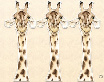 Set of 3 Giraffe Stickers, Fun Animal Stickers, Wildlife Stickers, Goofy Animal Stickers, Water Bottle Stickers, Scrapbook Stickers