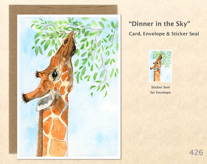 Giraffe Note Card Animal Card Wildlife Card African Animal Card Blank Note Card Art Card Greeting Card