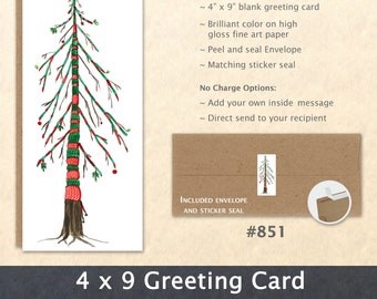 Christmas Card Tree Dressed for Christmas Note Card Blank Watercolor Card Art Card Note Card