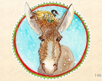 Christmas Donkey and Goose Sticker Gift Wrapping Sticker Laptop Stickers Water Bottle Stickers Scrapbook Stickers