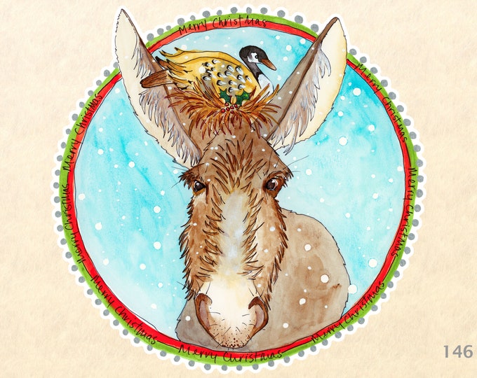 Christmas Donkey and Goose Sticker Gift Wrapping Sticker Laptop Stickers Water Bottle Stickers Scrapbook Stickers