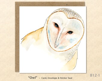 Owl Card Bird Card Wildlife Card Barn Owl Blank Note Card Art Card Greeting Card