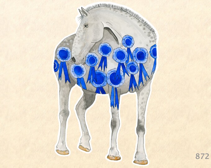 Blue Ribbon Horse Sticker Farm Animal Sticker Watercolor Art Sticker Water Bottle Sticker Scrapbooking Sticker