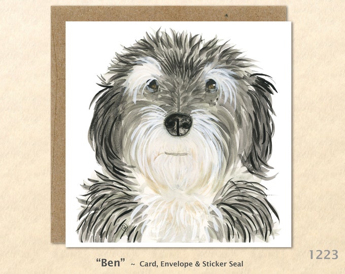 Terrier Mix Card Cute Dog Card Customizable Blank Note Card Watercolor Art Card Greeting Card
