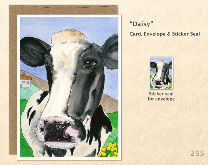 Cow Note Card Farm Animal Card Cow Card Cute Farm Animals Cute Cows Blank Note Card Art Card Greeting Card