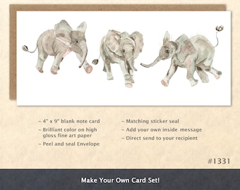 Baby Elephants Note Card Cute Baby Elephants Cute Baby Animals Animal Babies Blank Note Card Art Card Greeting Card