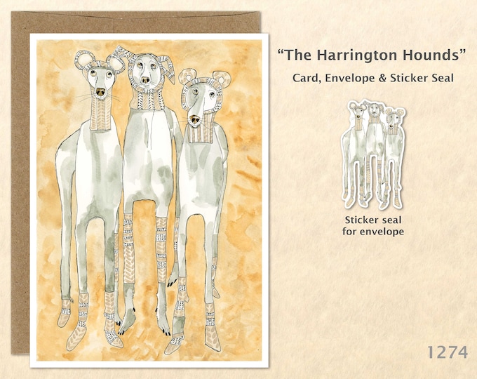 Three Greyhounds Note Card Grayhounds Note Card Dog Card Customizable Blank Card Watercolor Art Card Greeting Card
