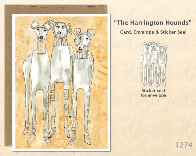 Three Greyhounds Note Card Grayhounds Note Card Dog Card Customizable Blank Card Watercolor Art Card Greeting Card