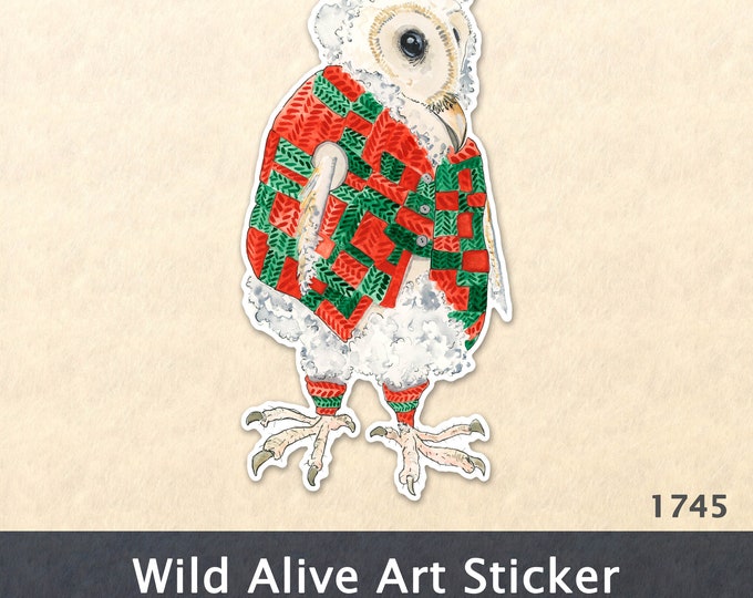 Christmas Owl Sticker Xmas Owl Sticker Sticker Baby Owl Sticker Water Bottle Sticker Scrapbook Sticker Laptop Decal Watercolor Art Sticker