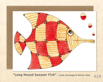 Fantasy Fish Note Card, Fish Cards, Wacky Animals, Fun Animals, Blank Note Card, Art Cards, Greeting Cards