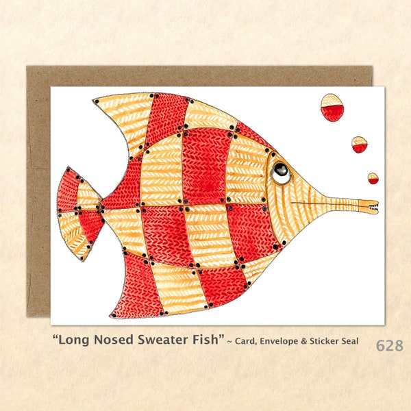 Fantasy Fish Note Card, Fish Cards, Wacky Animals, Fun Animals, Blank Note Card, Art Cards, Greeting Cards